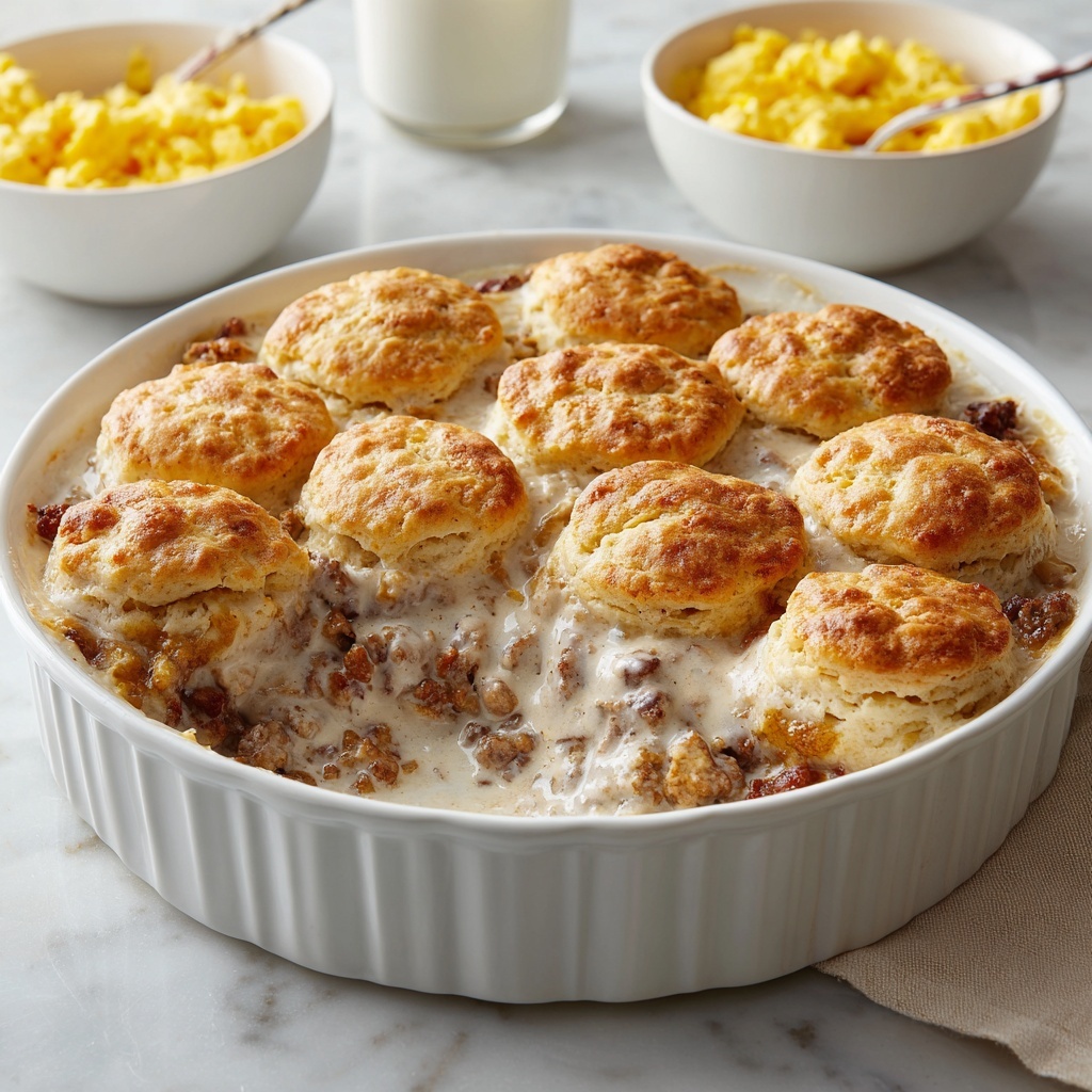 Sausage Gravy and Biscuit Pie Recipe - Recipe Image