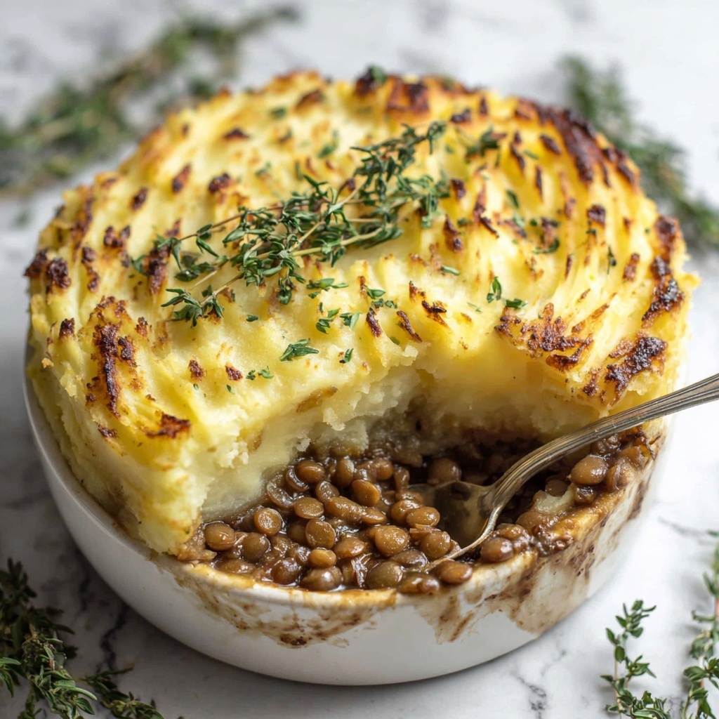 Vegan French Onion Shepherd's Pie with Lentils & Cauliflower Potato Mash Recipe - Recipe Image