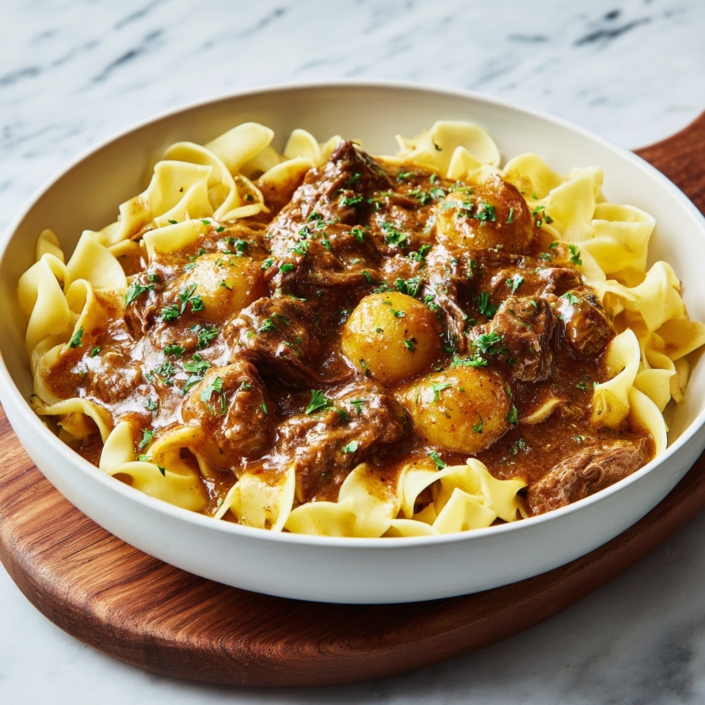 Beef Tips with Buttery Noodles Recipe - Recipe Image