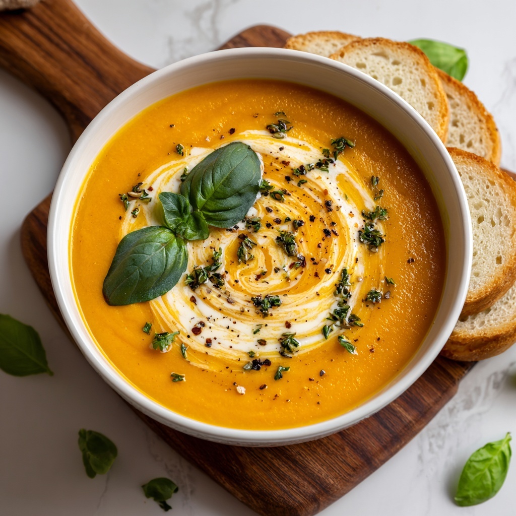 Creamy Roasted Tomato Basil Soup Recipe - Recipe Image