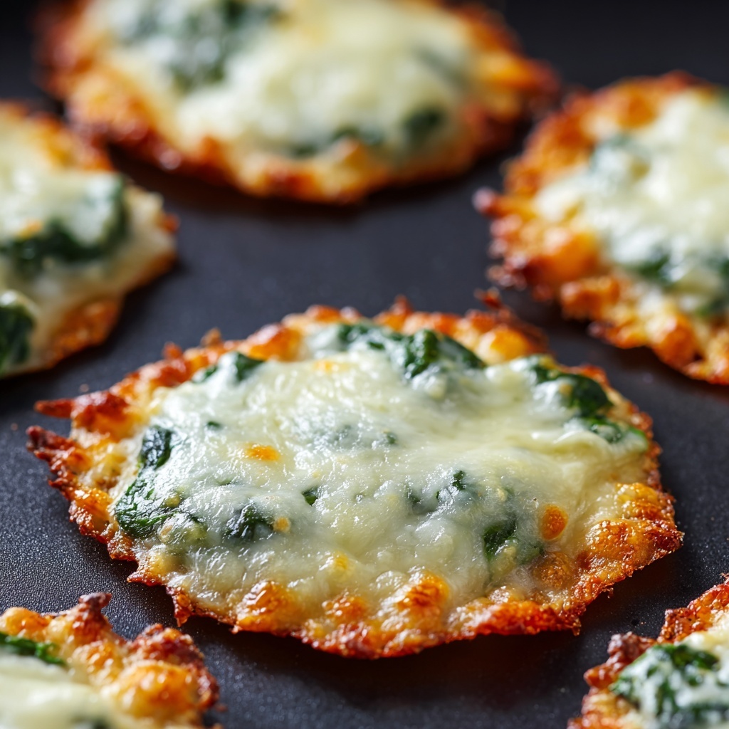 Spinach Dip Cheese Crisps Recipe - Recipe Image