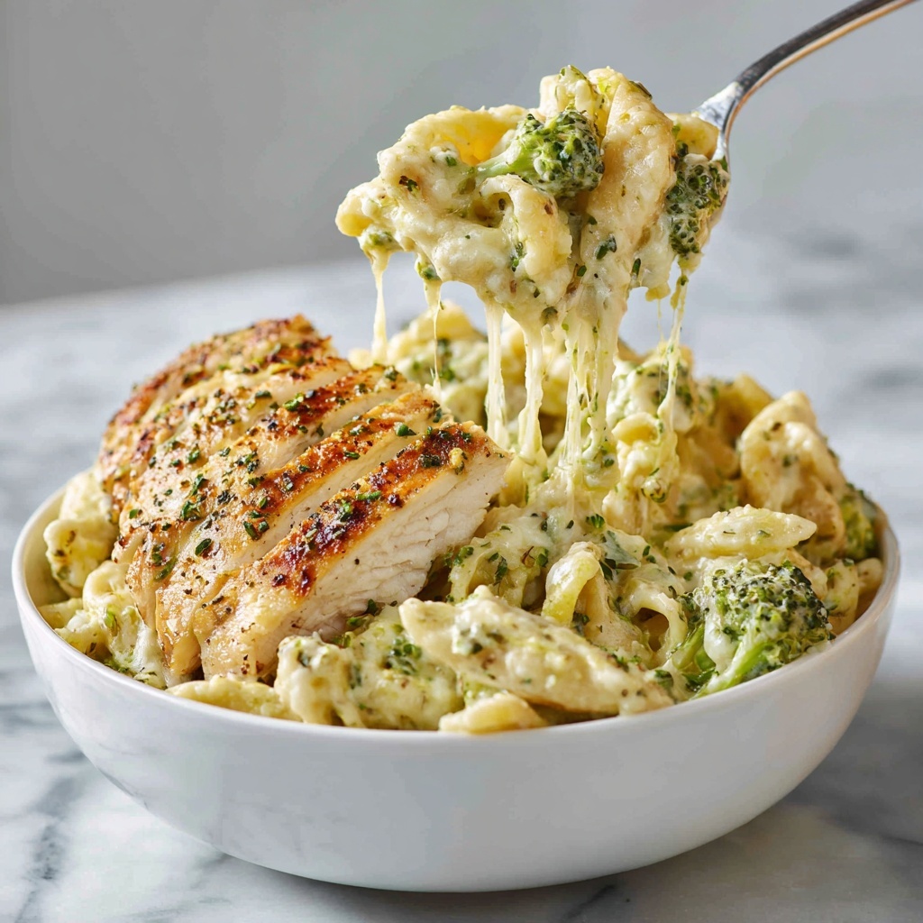 Tuscan Chicken with Creamy Broccoli Alfredo Penne Recipe - Recipe Image