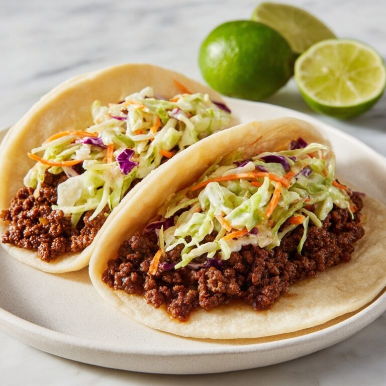 Beef Tacos with Peach Vinegar Slaw Recipe