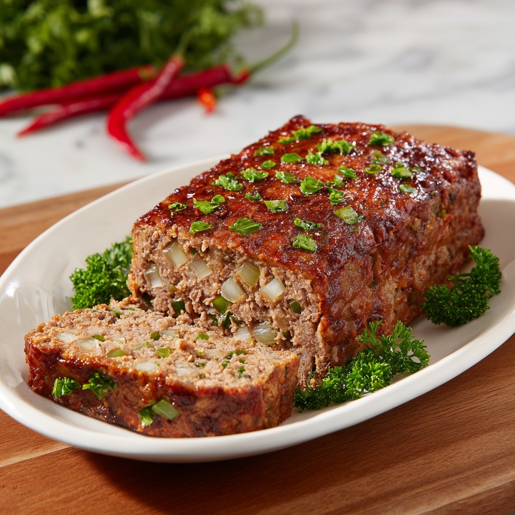 Turkey Stuffing Meatloaf with Sweet Ketchup Glaze Recipe - Recipe Image