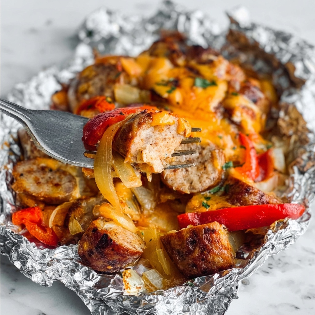 Foil-Packet Cheesy Sausage and Peppers Recipe - Recipe Image