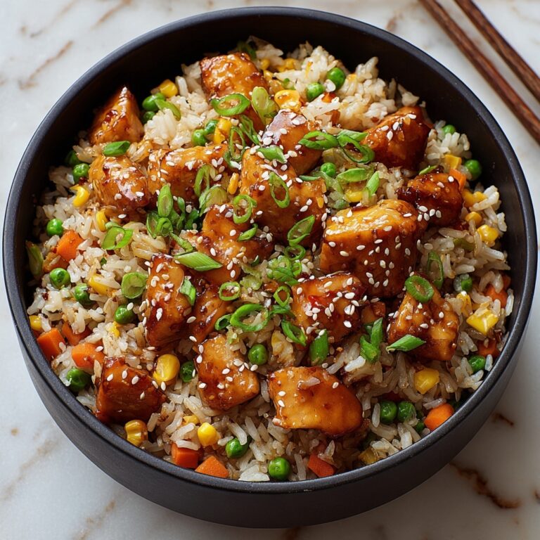 High Protein Crispy Garlic Chicken Fried Rice Recipe