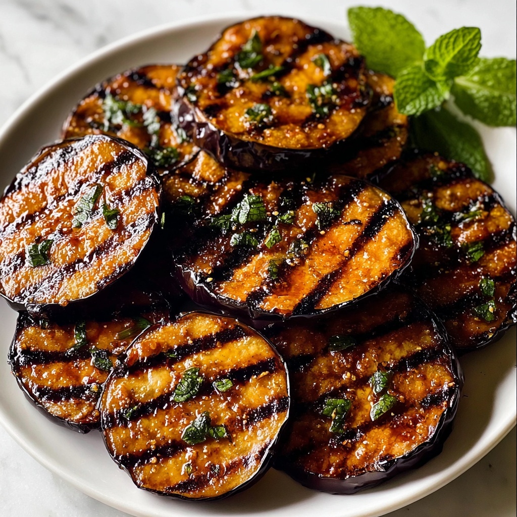 Grilled Eggplant with Garlic Vinaigrette and Fresh Mint Recipe - Recipe Image