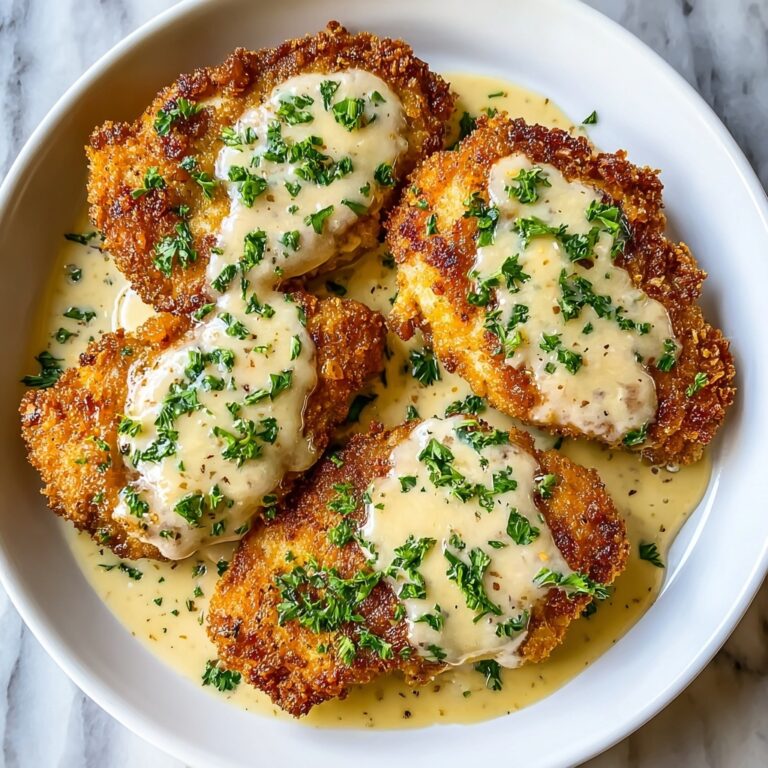 Crispy Parmesan Chicken with a Rich Garlic Sauce Recipe