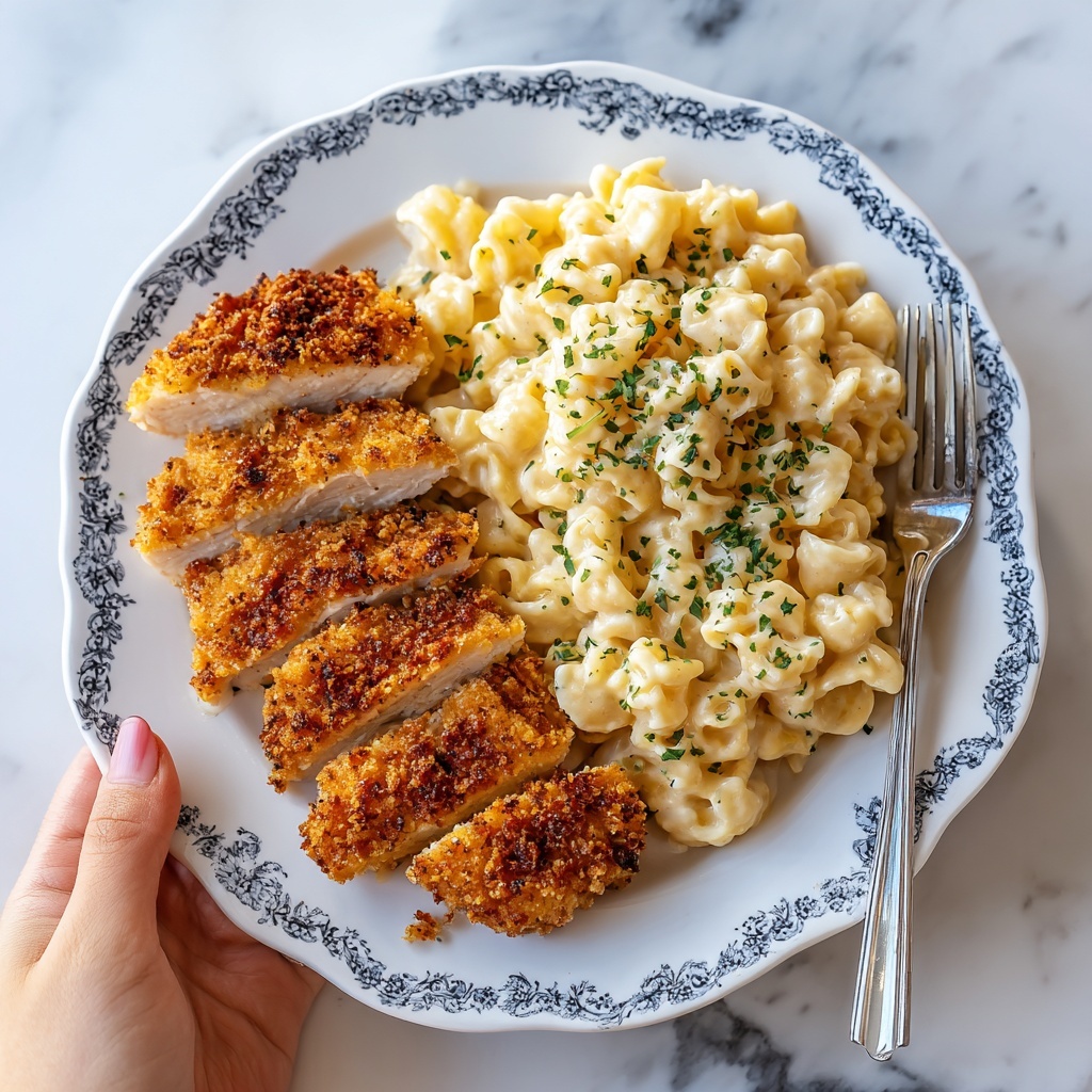Crispy Chicken with Creamy Pasta Recipe - Recipe Image
