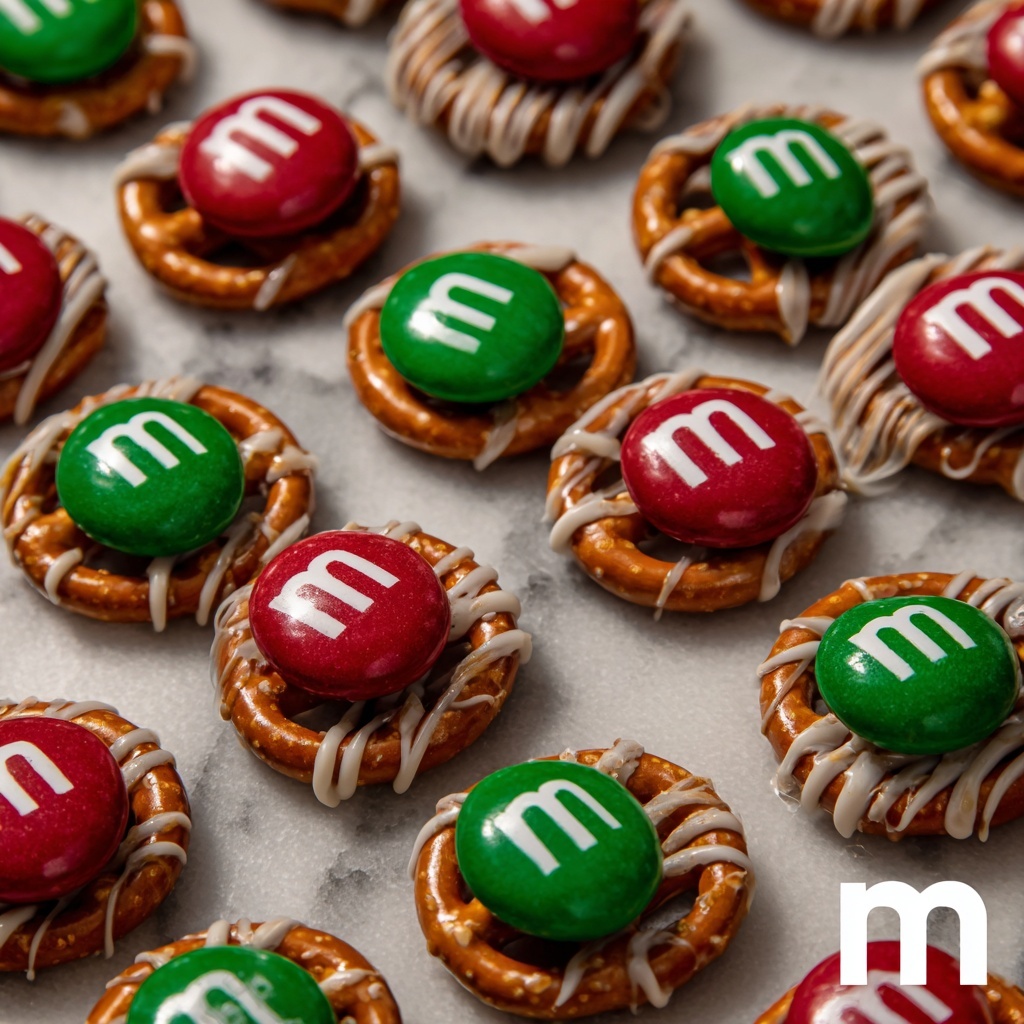 Pretzel M&M Hugs (Christmas Style) Recipe - Recipe Image