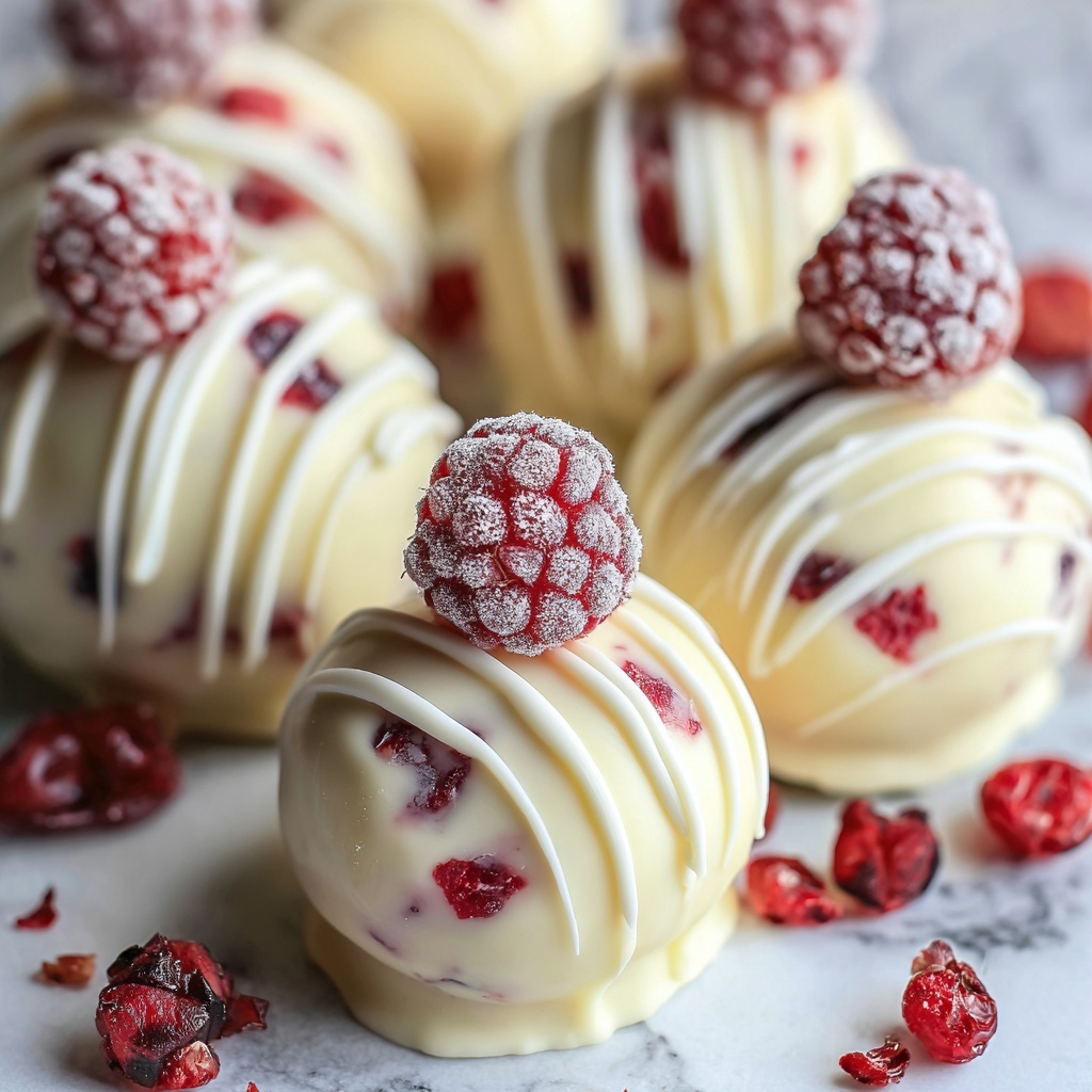 White Chocolate Raspberry Cheesecake Balls Recipe - Recipe Image