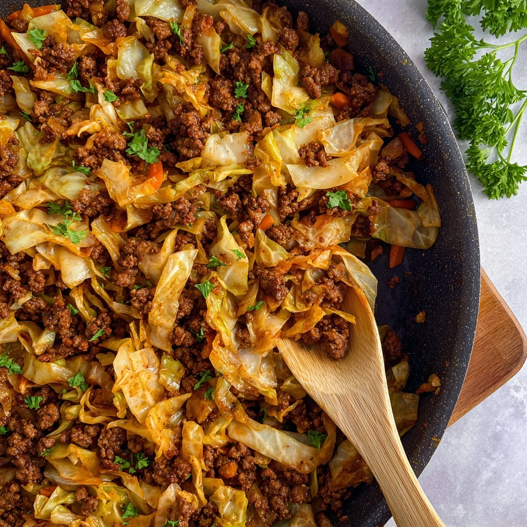 Hearty Ground Beef and Cabbage Skillet Recipe - Recipe Image