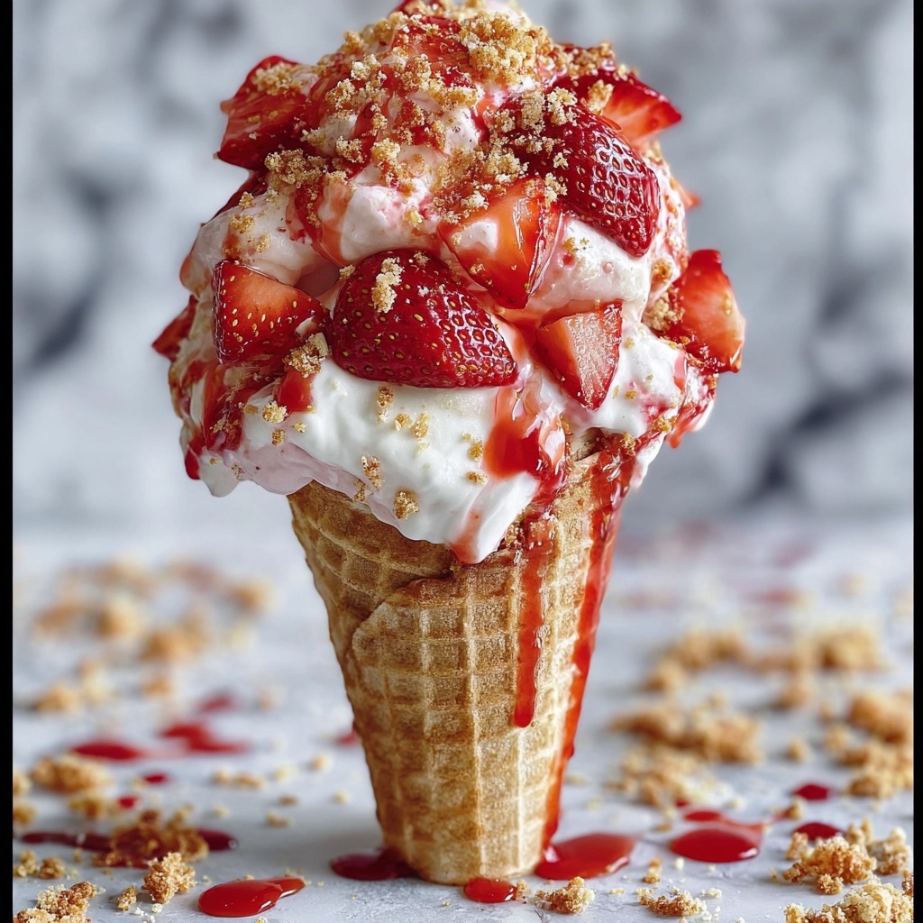 Strawberry Crunch Cheesecake Cones Recipe - Recipe Image