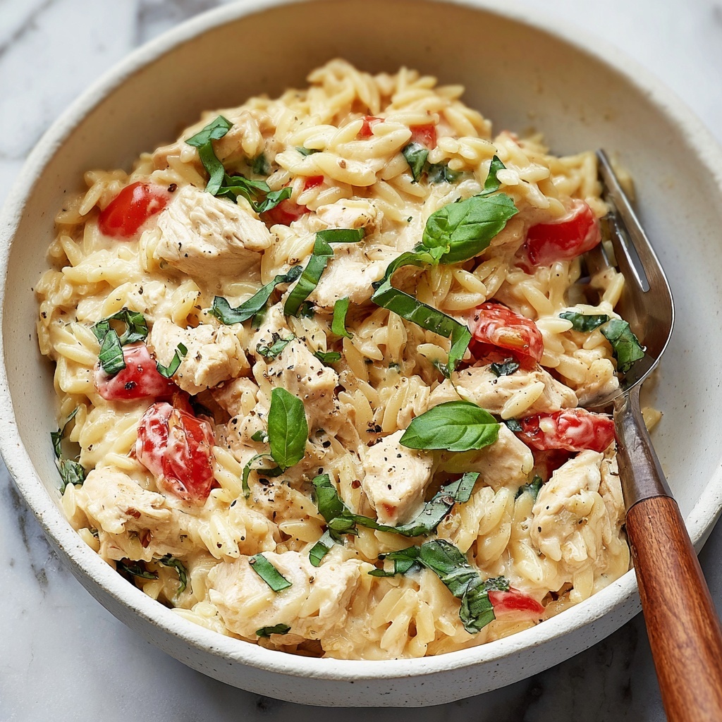 Slow Cooker Creamy Tuscan Chicken Orzo Recipe - Recipe Image