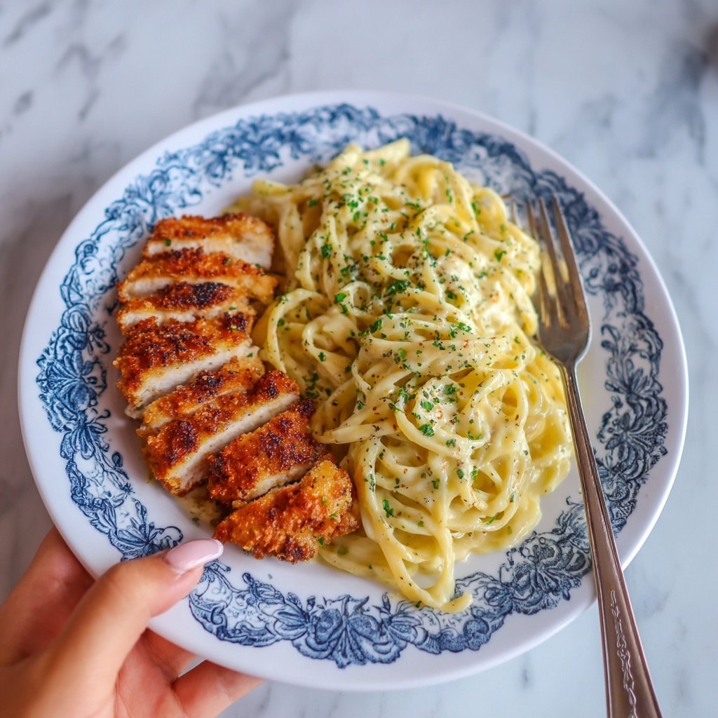 Crispy Chicken with Creamy Pasta Recipe - Recipe Image