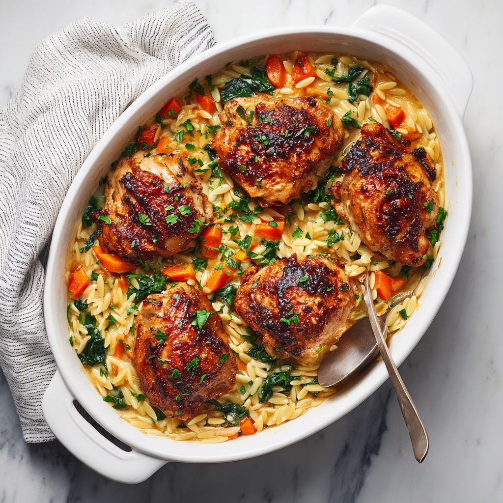 Creamy Chicken and Orzo Bake Recipe - Recipe Image