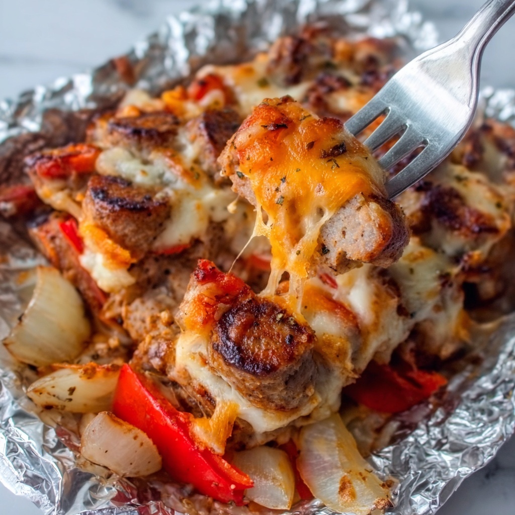 Foil-Packet Cheesy Sausage and Peppers Recipe - Recipe Image