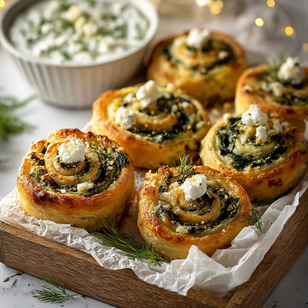 Spinach and Feta Puff Pastry Rolls Recipe - Recipe Image
