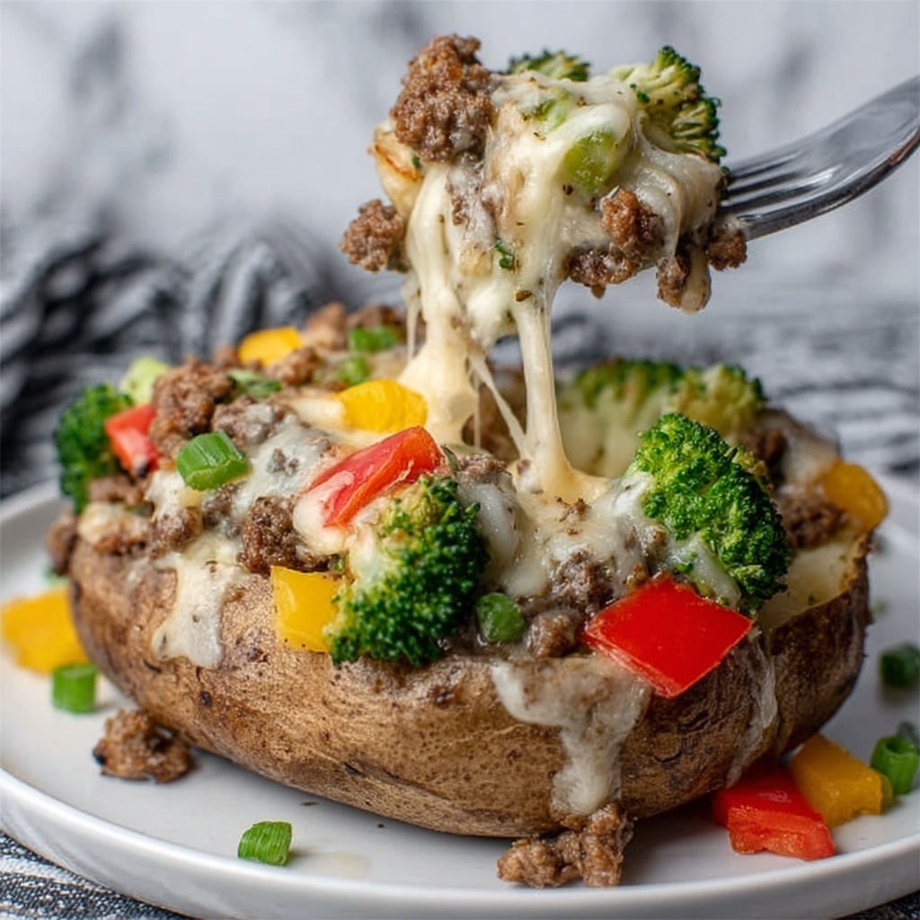 Loaded Jerk Chicken Baked Potato with Jerk Alfredo Sauce Recipe - Recipe Image