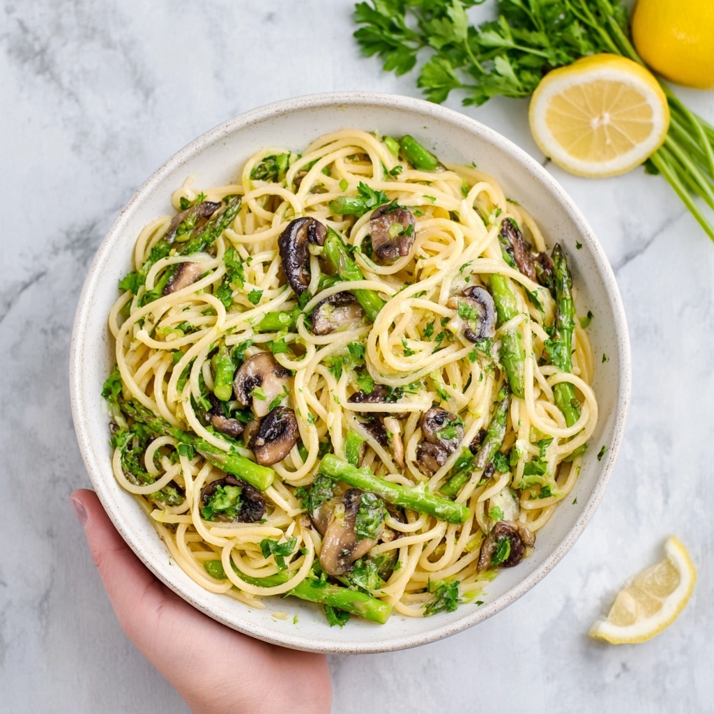 Roasted Asparagus and Mushroom Carbonara Recipe - Recipe Image