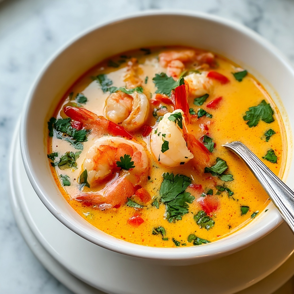 Creamy Thai Shrimp Coconut Curry Soup Recipe - Recipe Image