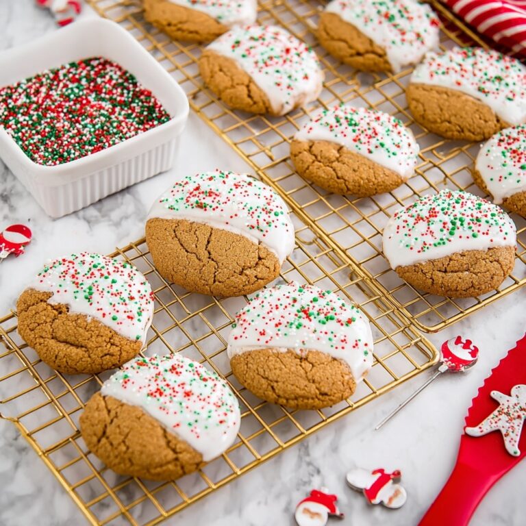 Molasses Sugar Cookies with White Chocolate Dip and Sprinkles Recipe