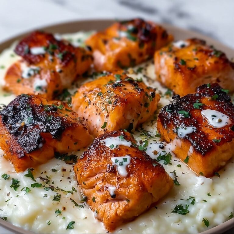 Salmon Bites with Garlic Cream Sauce Recipe