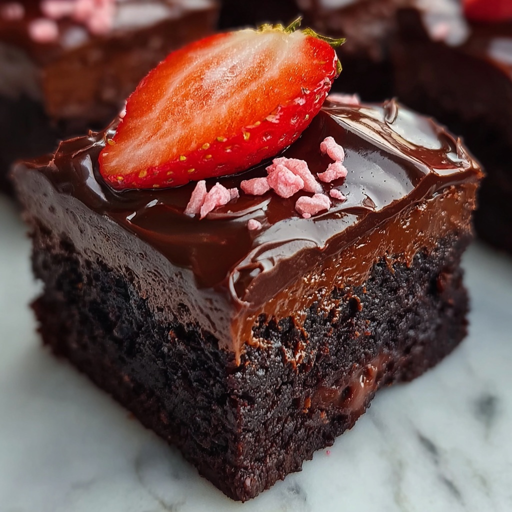 Chocolate Covered Strawberry Brownies Recipe - Recipe Image