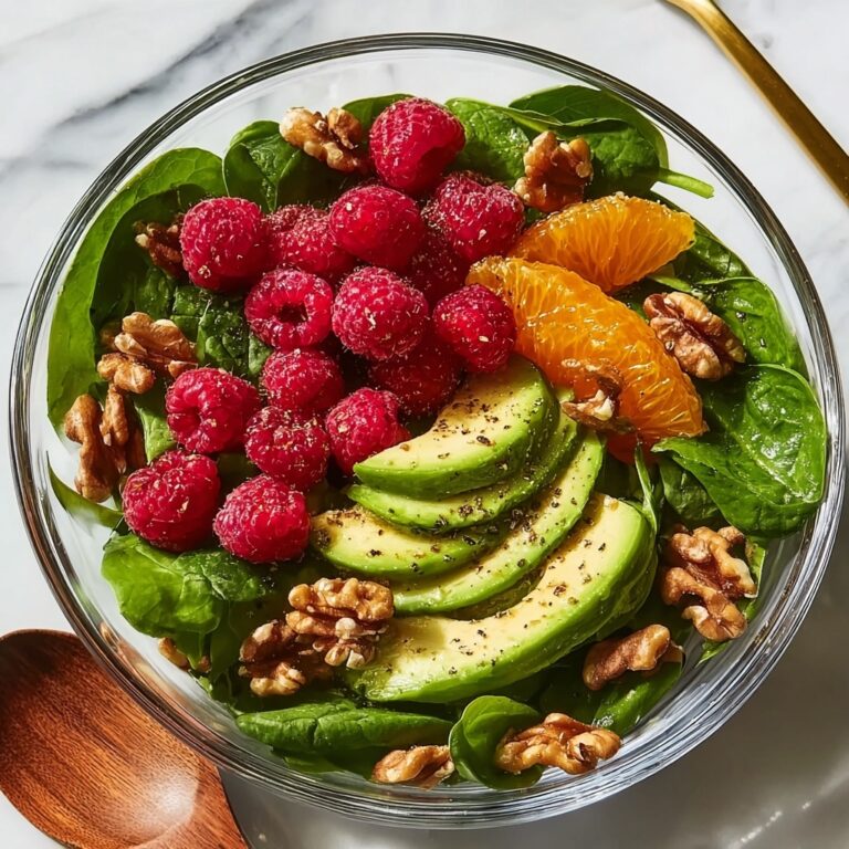 Raspberry-Spinach Salad with Avocado & Walnuts Recipe