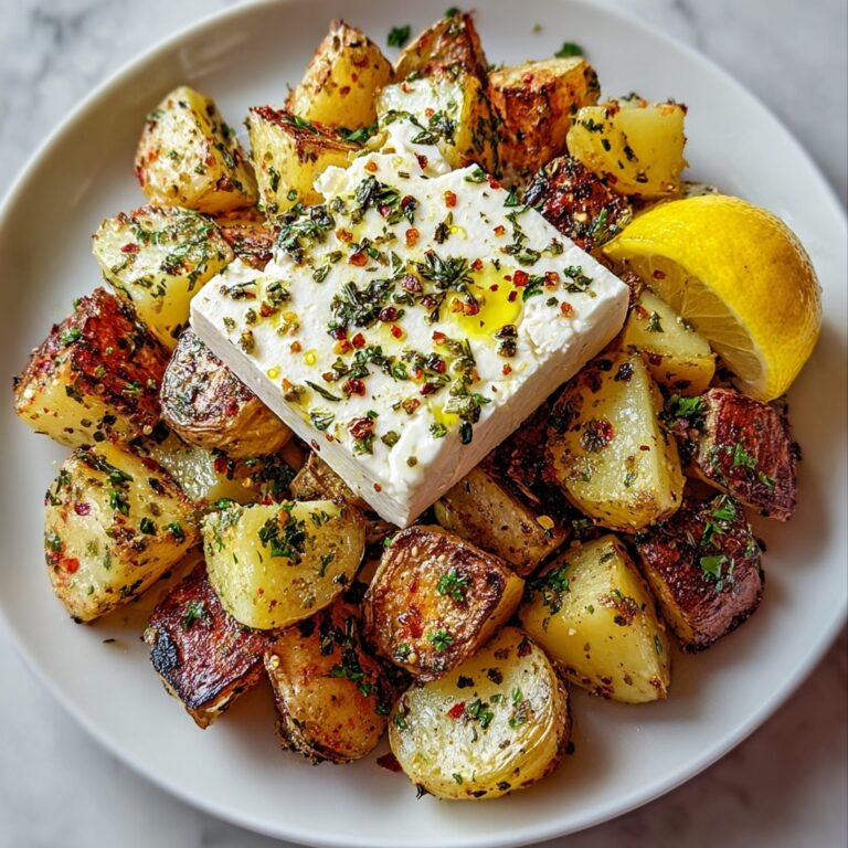 Baked Feta Potatoes with Lemon, Garlic, and Fresh Basil Recipe