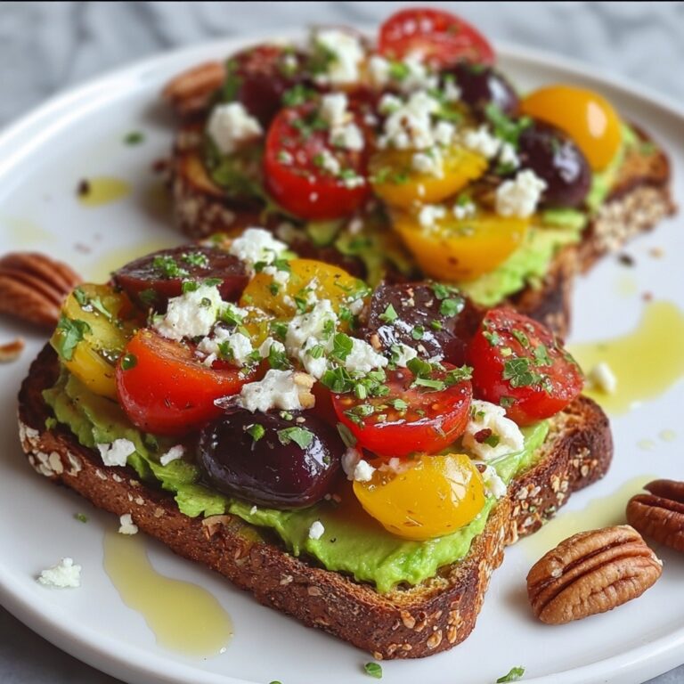 Avocado Toast with Feta, Cherry Tomatoes, Cranberries, and Walnuts Recipe
