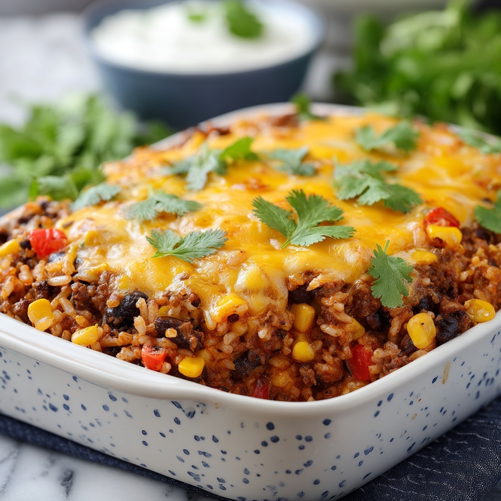 Beef Enchilada Casserole with Rice Recipe - Recipe Image