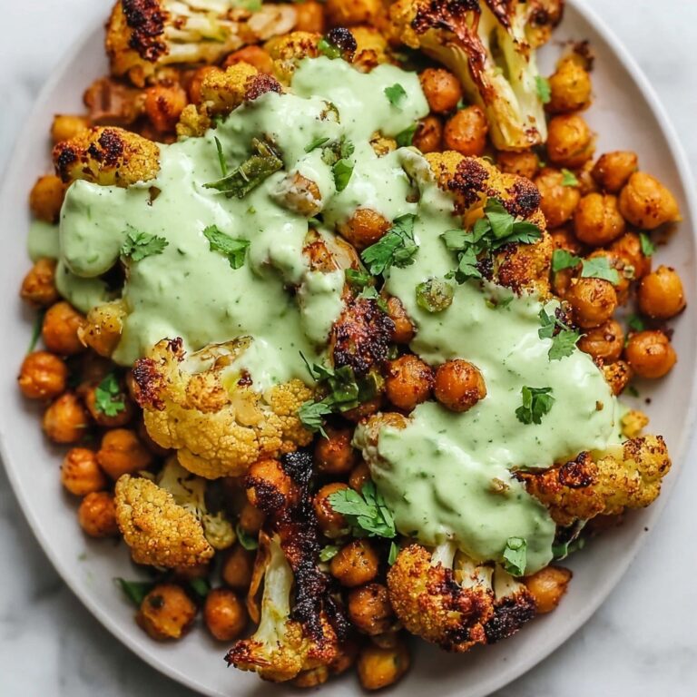 Roasted Cauliflower and Chickpeas with Herby Tahini Sauce Recipe