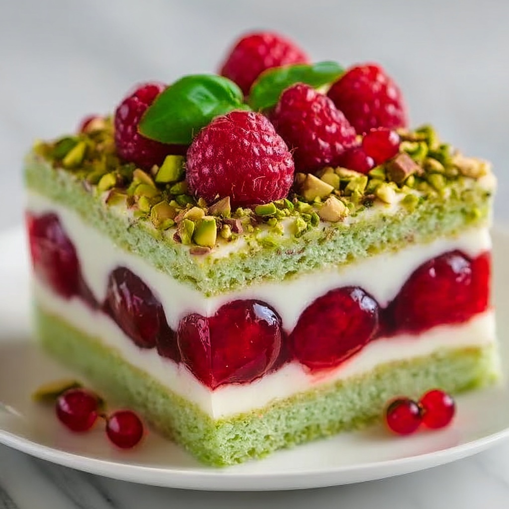 Heavenly Pistachio Raspberry Dream Cake Recipe - Recipe Image