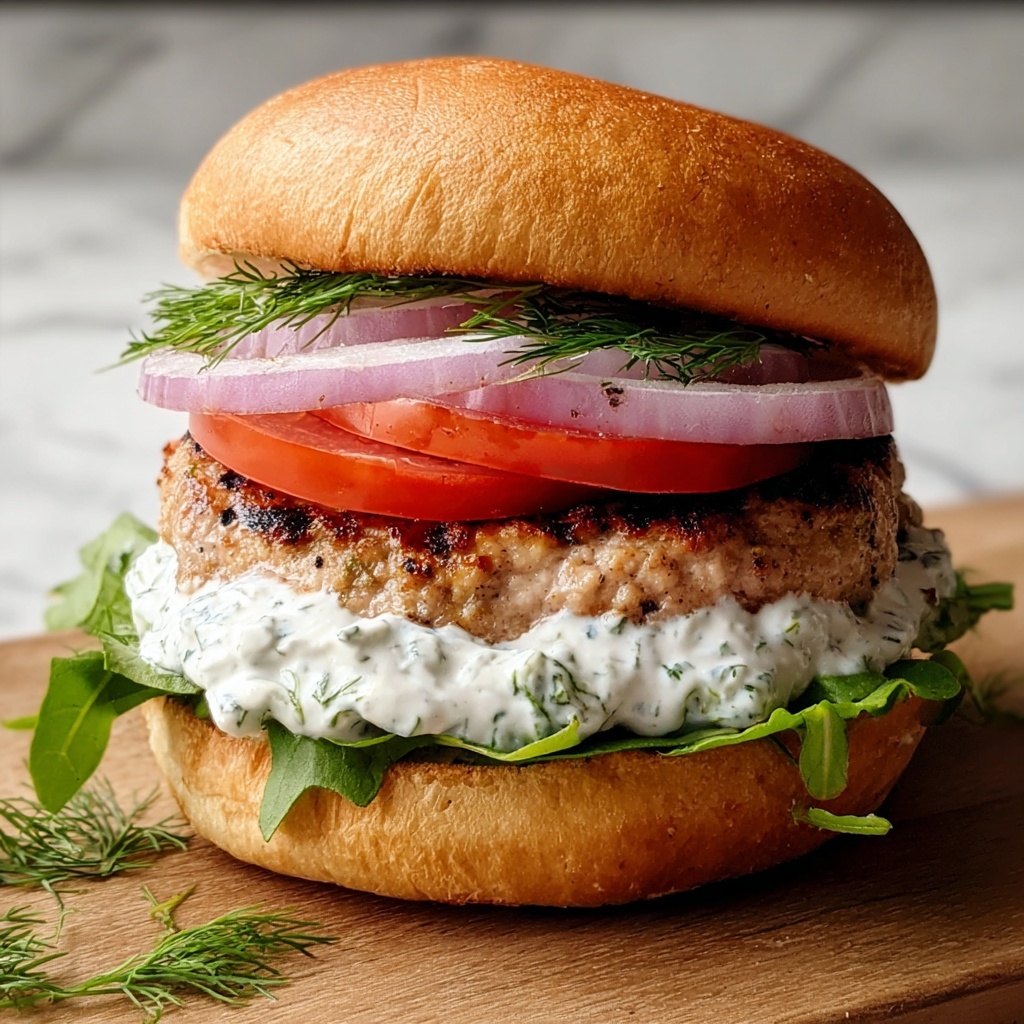 Greek Turkey Burger with Tzatziki Recipe - Recipe Image