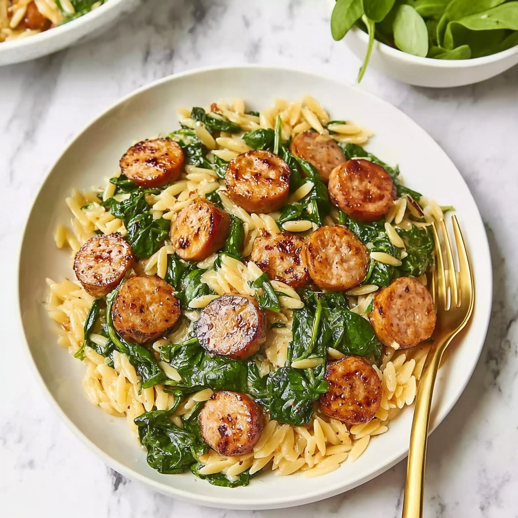 Creamy Chicken Sausage Orzo Recipe - Recipe Image