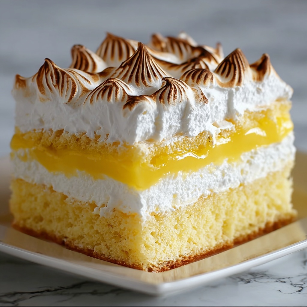 Lemon Cake with Fluffy Meringue Layers Recipe - Recipe Image