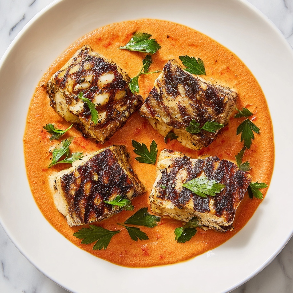 Grilled Cod with Romesco Sauce Recipe - Recipe Image