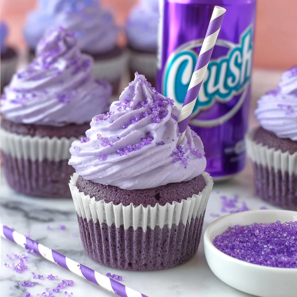 Grape Soda Cupcakes with Purple Frosting and Sparkling Sugar Recipe - Recipe Image