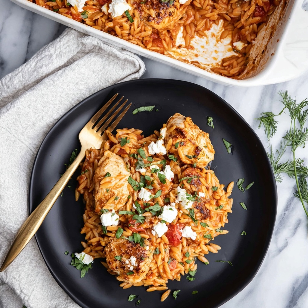 Greek Chicken Orzo Bake Recipe - Recipe Image