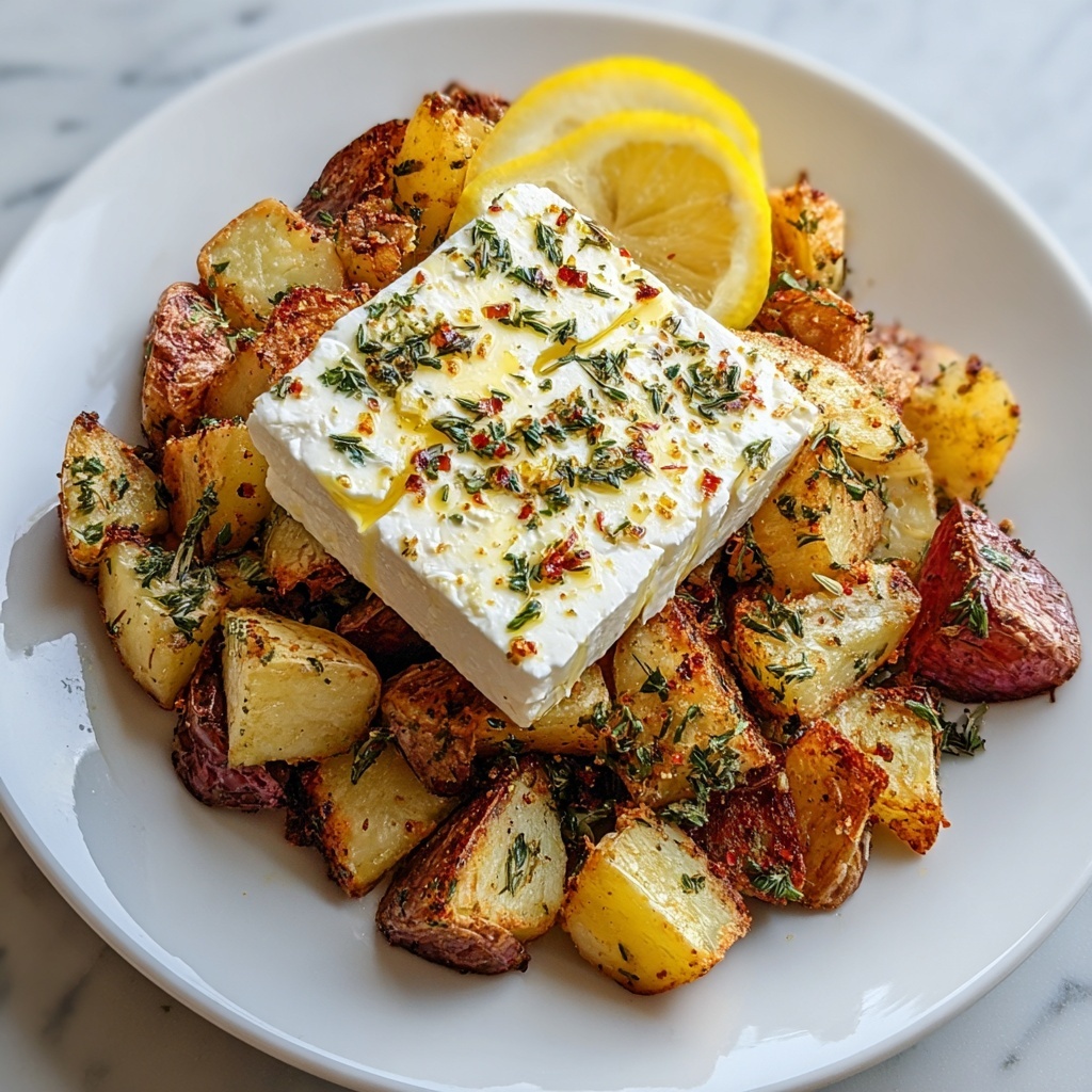 Baked Feta Potatoes with Lemon, Garlic, and Fresh Basil Recipe - Recipe Image