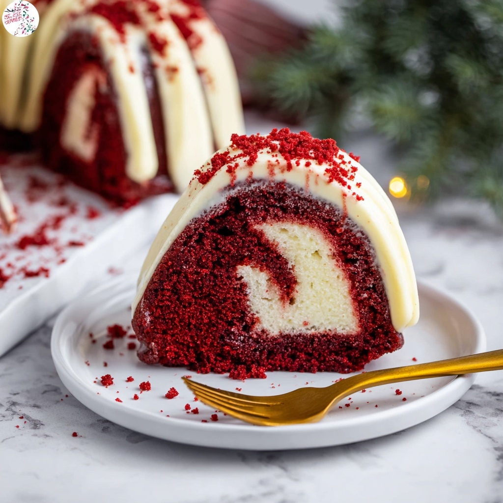 Red Velvet Cheesecake Bundt Cake Recipe - Recipe Image
