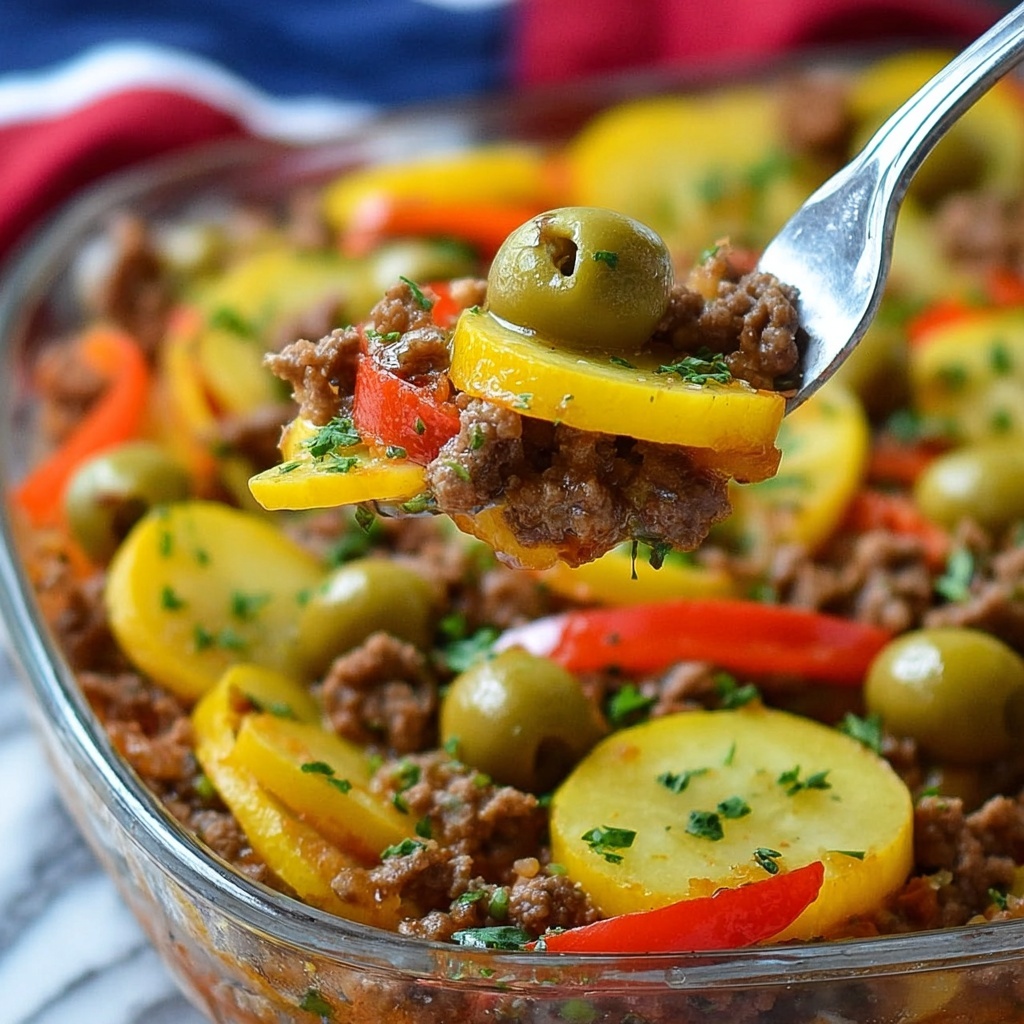 Southern Five Layer Beef Casserole Recipe - Recipe Image