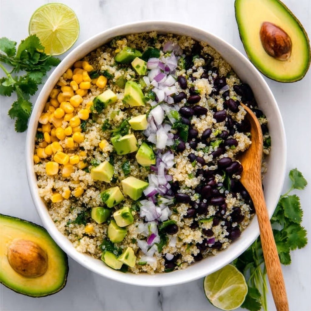 Black Bean Quinoa Bowl with Guacamole and Veggies Recipe - Recipe Image