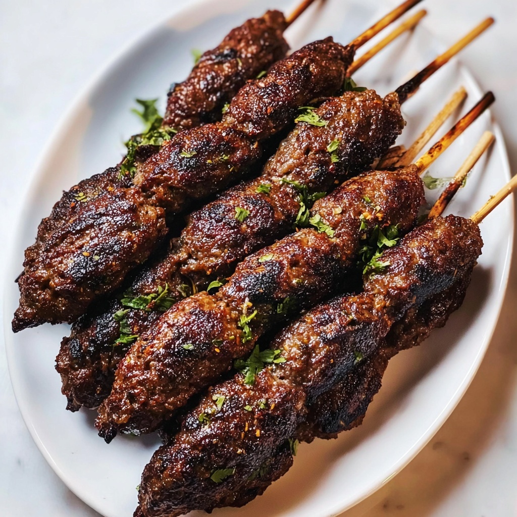 Delicious Grilled Kofta Kebabs with Tzatziki, Hummus, and Greek Salad Recipe - Recipe Image