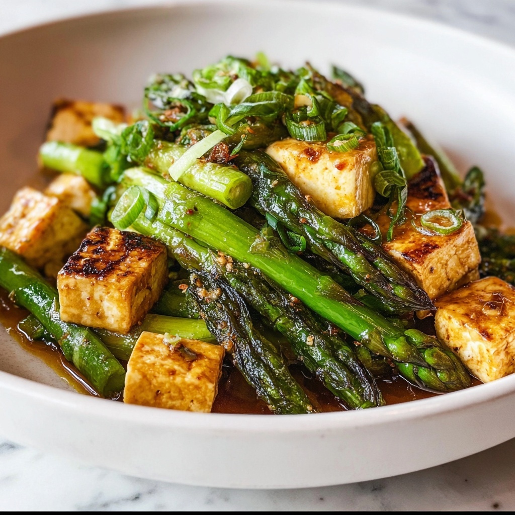 Miso-Chile Asparagus with Tofu Recipe - Recipe Image