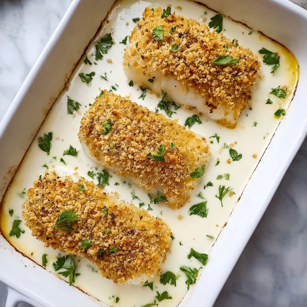 Creamy Lemon Garlic Baked Cod Recipe - Recipe Image