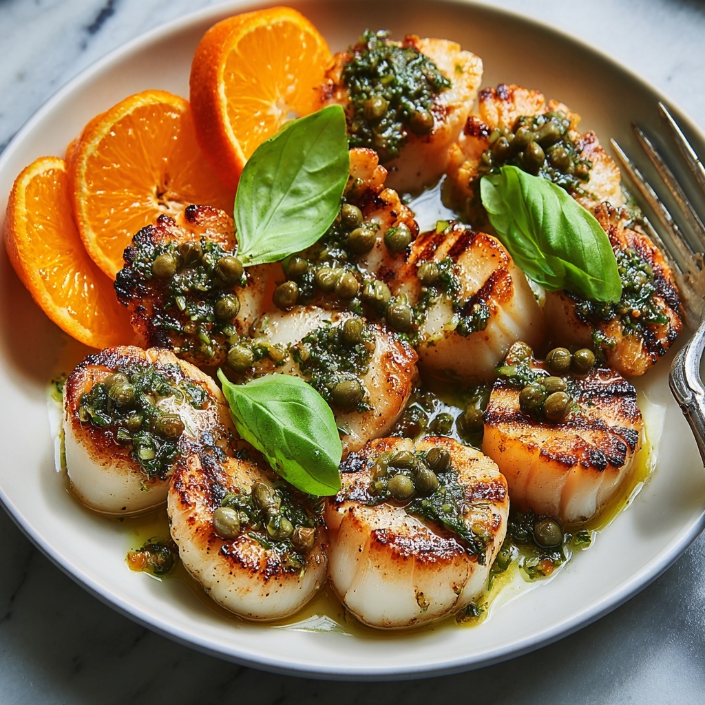 Scallops with Orange, Basil, and Caper Dressing Recipe - Recipe Image