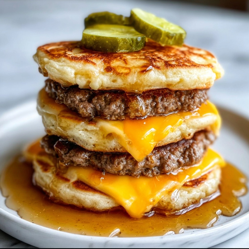 Truffle Butter Cheeseburger Pancake Sliders Recipe - Recipe Image