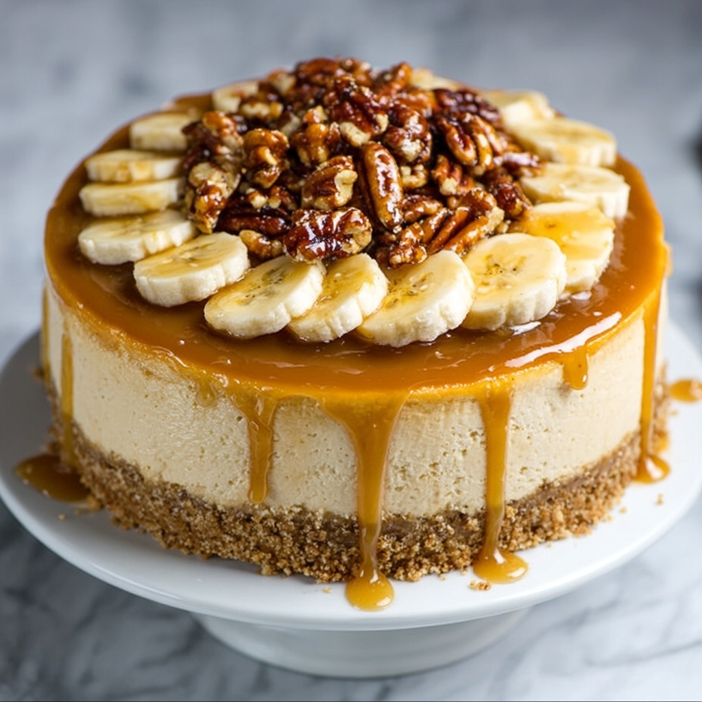 Crustless Banana Caramel Cheesecake Recipe - Recipe Image